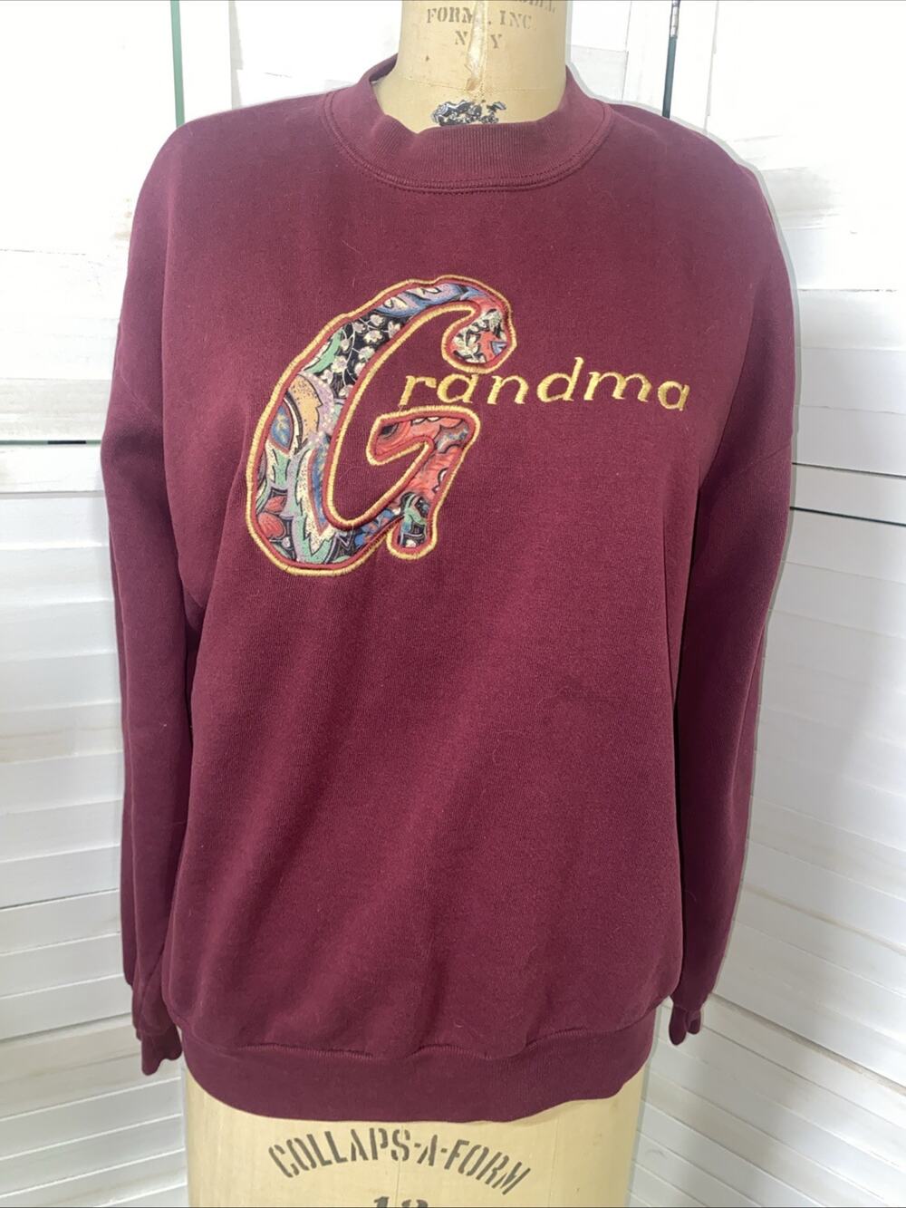 VTG 80s Jerzeez Grandma Logo Embroidered Cotton Sweatshirt Large Granny